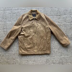 Mens Field Barn Chore Coat Jacket Tan Corduroy‎ Collar Plaid Flannel Lining Size